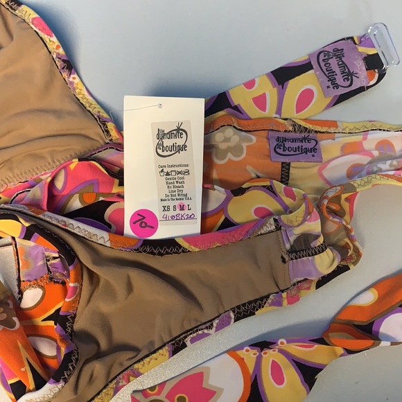 Flower Power Retro Halter Side-Tied Scrunch Bikini - Picture 11 of 11